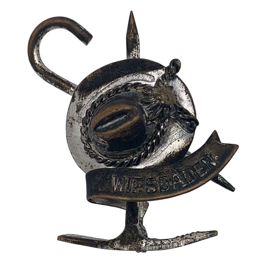 Weisbaden Hat Lapel Bell Pin Metal German Hiking Mountain Vintage